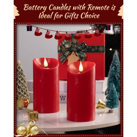 luzzup Burgundy Flameless Candles with Timer - Red Battery Operated Candle with Remote, Realistc Wick, Warm Glow, Long Lasting 350 hrs Lighting for Holiday Valentine's Day Party Decor,Set of 2 (D3×H6)