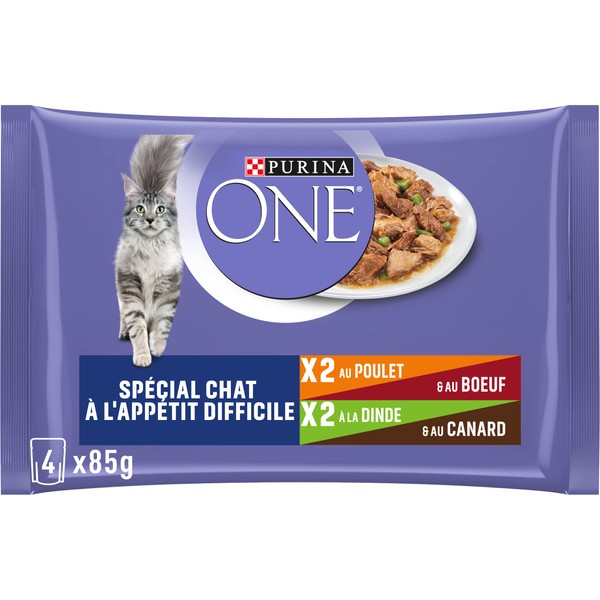 Purina One - Special Food in Sauce Beef, Chicken, Duck and Turkey for Cats at Appetite, 340 g