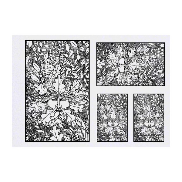 4 x 'Green Man & Leaves' Temporary Tattoos - Water