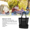 Mesh Beach Bag Multifunction Mesh Design Top Zipper Keep Freshness