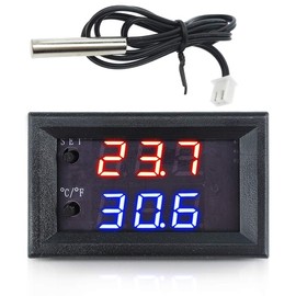 DC 12V LED Thermostat Digital Temperature Controller, DiyStudio W1209-WK Mini Control Thermometer Waterproof NTC Temperature Sensor for High Accuracy Measurement of -50℃~110℃, 0.1℃, Temperature Adjustable Switch Module, Suitable for Home Freezer/Aquarium/Aquarium(Red and Blue)