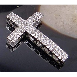 35mm Curved Crystal Rhinestone Cross Bracelet Connector Charm Bead from D&J