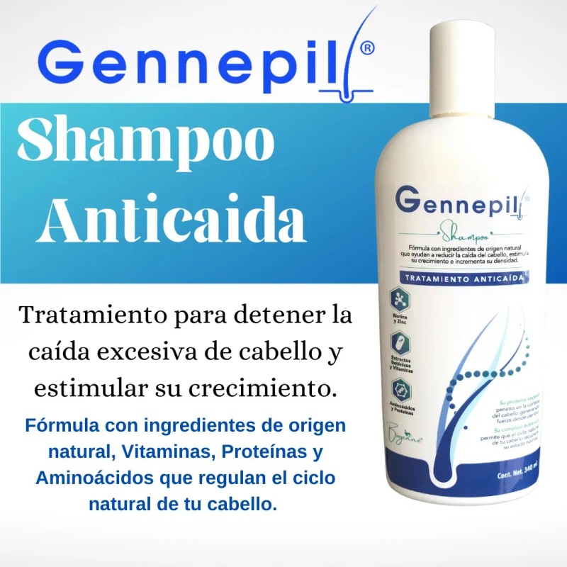 Shampoo Tratamiento Anticaida De Cabello 2 Pzas Gennepil