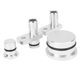 Acouto PCV Reroute Fitting Kit with Port Plug Resonator Plug, Fit for GM Duramax 6.6L 2004.5-2010 (Silver)