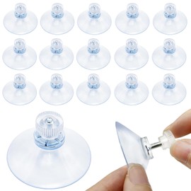 JDBZYDM 16 PCS Screw Suction Cup Hooks for Glass 40mm Clear PVC Plastic Sucker Pads Suction Holder Without Hook for Organization Decoration Bathroom Wall Door Window Car Shade