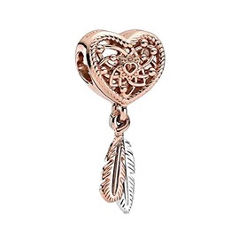 BEEUVIP Feather dream catcher Charm 925 Sterling Silver Bead for Charm Bracelets and Necklaces, Birthday Mothers Day Jewelry Gifts Women