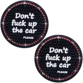 MEAJOO 2PCS Bling Crystal Rhinestone Cup Holder Coaster – 2.75 Inch Anti-Slip Auto Insert Cup Coaster – Sparkling Interior Decor Accessories for Cars & Vehicles(Black & Red)