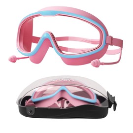 AOJOYS Kids Swim Goggles, Swimming Goggles for Kids 3-15, Pool Goggle with Earplugs, Anti-Fog Kids Goggle for Boys Girls