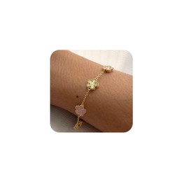 Xocimy Gold Bracelets for Women Trendy 14K Real Gold Plated Four Leaf Clover Lucky Bracelet Everyday Jewelry Gifts for Women