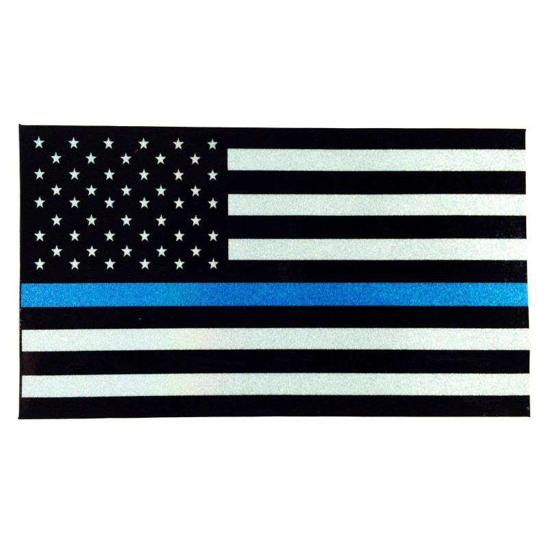 Police Officer Thin Blue Line reflective American Flag Decal Sticker