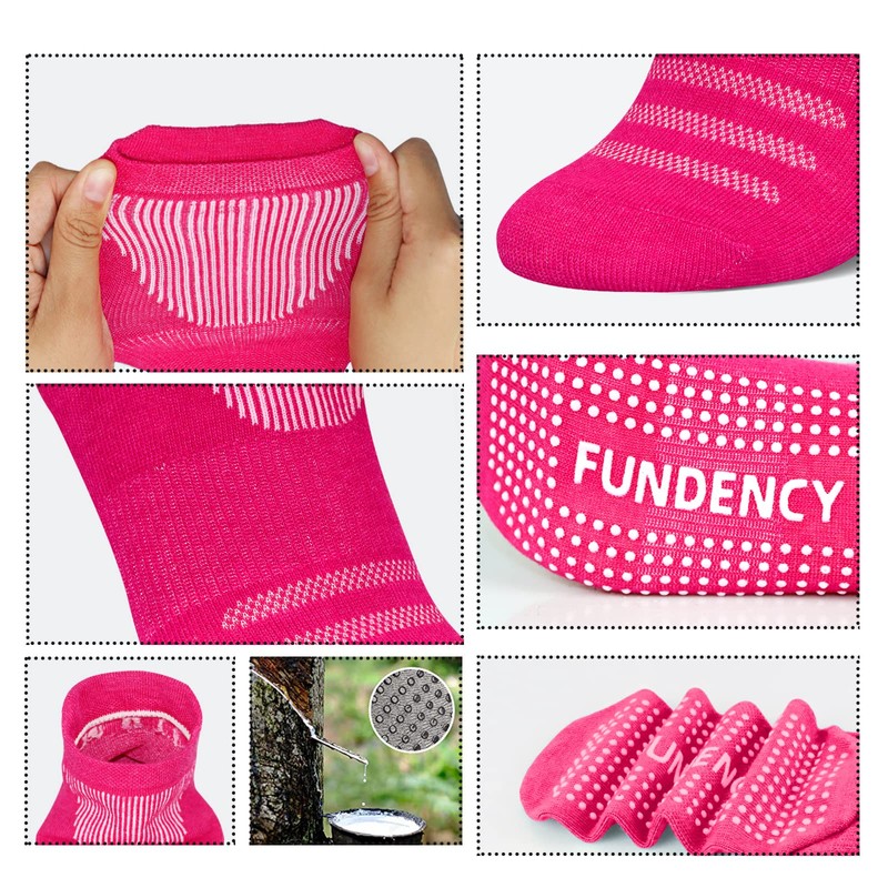 FUNDENCY Non Slip Yoga Socks for Women 6 Pairs, Anti-Skid