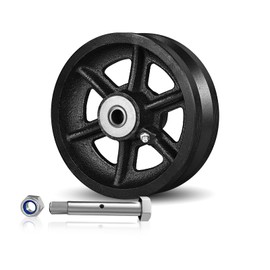 CWfutureparts 6" X 2" Cast Iron V Groove Wheel with Roller Bearing, 1000 lbs Capacity,Industrial Metal Casters for Roll Tracks, Rolling, Sliding Gates(1Pack Black)