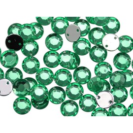 Allstarco 8mm Flat Back Sew On Rhinestones Beads for Crafts Plastic Acrylic Round Gems with Holes for Sewing, Clothing Embelishments, Costume Cosplays Green Peridot H110-75 Pieces