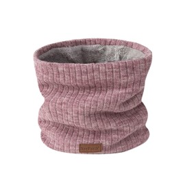 NovForth Winter Neck Warmer Fleece Lined Infinity Scarf Double-Layer Fleece Thicken Windproof and Dust Skiing Circle Lining Knit Infin for Mens Womens (Pink)