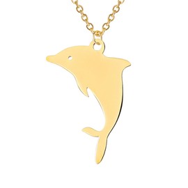 TEAMER Necklace Dolphin Ring Stainless Steel Cute Jumping Dolphin Pendant Dolphin Lover Animal Boho Summer Sea Jewellery for Women Men, Stainless Steel