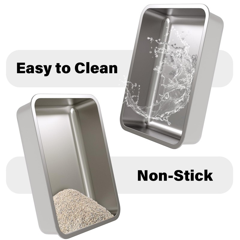 Stainless Steel Litter Box XL, 23.6" X 15.7" X 6"