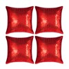 Red Square Sequin Decorative Throw Pillow Covers 16x16 Set of