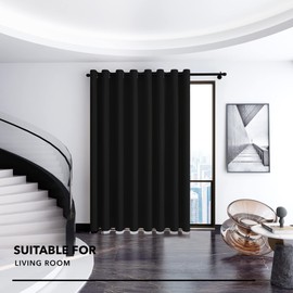 Deconovo Wide Blackout Window Curtain - Light Blocking Curtains, Room Darkening Large Drapes for Living Room with Grommet 100x95 Inch, Black, 1 Panel