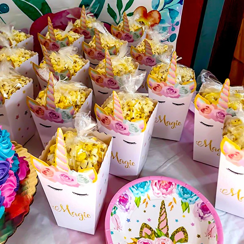 INHEMING Pack of 12 Unicorn Popcorn Boxes, Cardboard Candy Snack