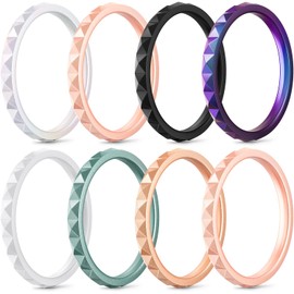 Egnaro Ergonomic Breathable Stackable Silicone Ring:2.5mm Wide - 2mm Thick Rubber Rings Women with Half Size