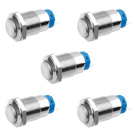 5pcs 12mm Latching Metal Switch,Waterproof Self-Locking Push Button Switches High Head On Off 12v/24v/125v/250v Ac