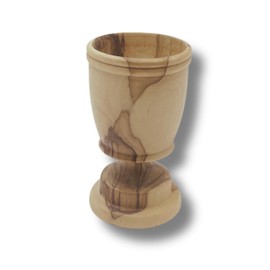 3 ARCHES USA Olive Wood Communion Cups - 6 Hand-Carved Stemmed Cups from Bethlehem, 2.8" Tall, 8ml Capacity - Traditional Holy Land Craftsmanship for Churches, Ministries & Personal Use