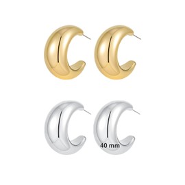 Apsvo Extra Large Drop Earring, Oversized Chunky Gold Hoop Earrings for Women, Lightweight Hypoallergenic Gold Plated Big Earrings Fashion Jewelry (40 MM Hoop Set)