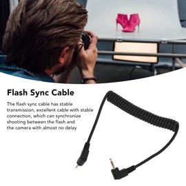 Flexible Flash Sync Cable 2.5mm Male to Male Coiled Cord for Camera EM Series, Stable Connection DSLR Camera Flash Sync Cable, Material for Professional Photographers