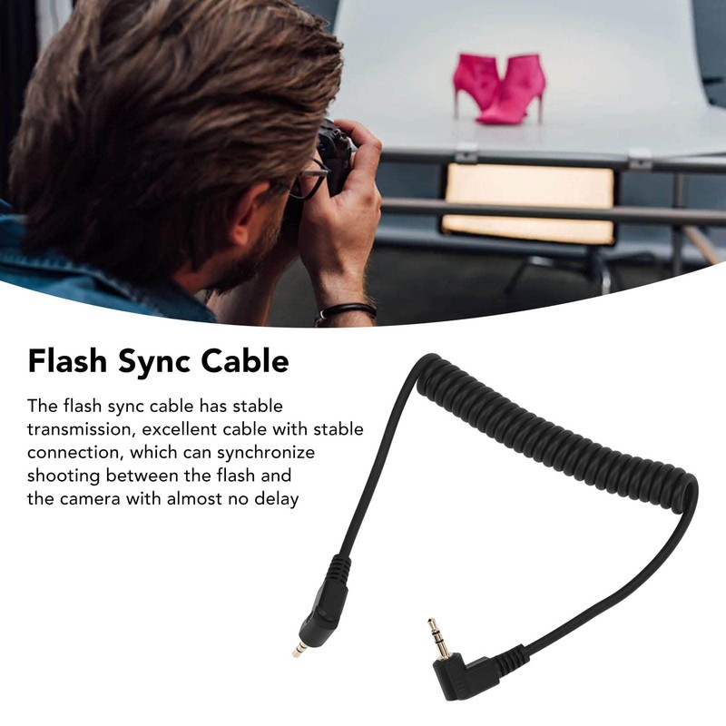 Flexible Flash Sync Cable 2.5mm Male to Male Coiled Cord