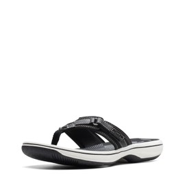 Clarks Clarks womens Breeze Sea Flip Flop, Black Synthetic, 11 US