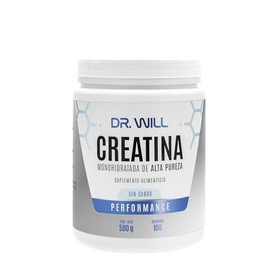DR. WILL Creatina Monohidratada Micronizada en Polvo 500 g,100 Porciones de 5 g, Creatina Pura de Alta Pureza, Disolución Rápida, Sin Sabor, Pre Workout, Apta para Veganos, Suplemento Alimenticio