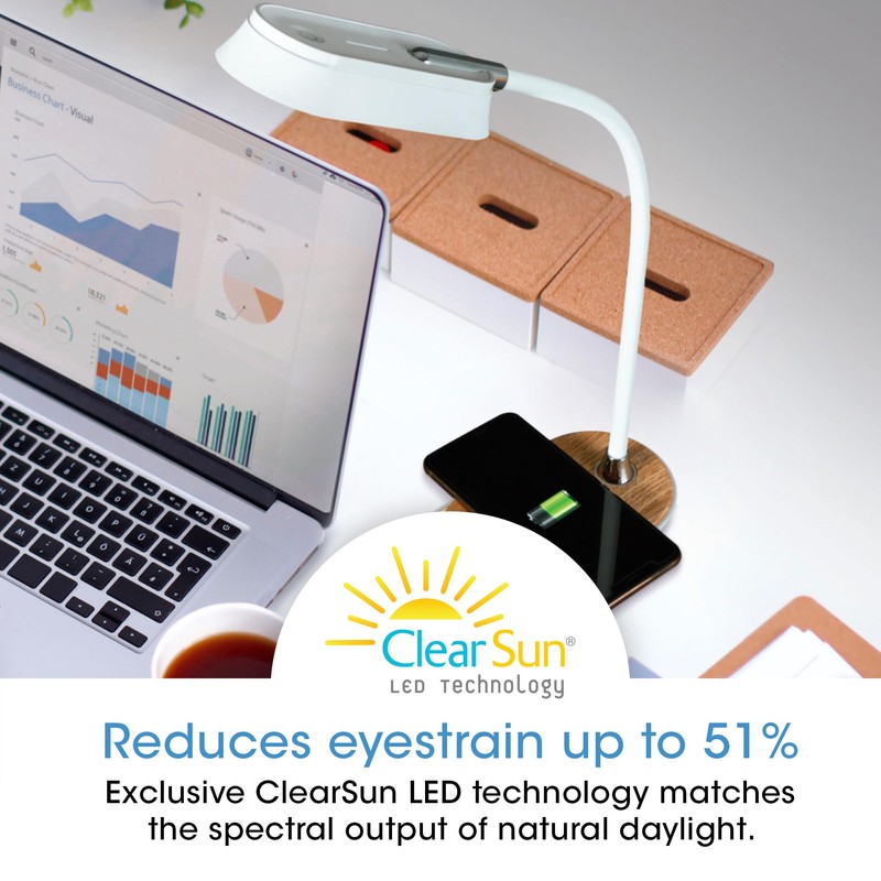 OttLite Inspire LED Desk Lamp with Wireless Charging - ClearSun