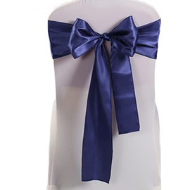 WENSINL Pack of 50 Wedding Satin Chair Sashes Navy Bows 7x108inch Ribbon Fabric Bands for Banquet Party Hotel Restaurant Ceremony Event Chairs Knots Ties Decorations - Navy, 50PCS