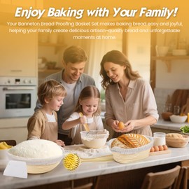 Banneton Bread Proofing Basket Set,10 Inch Round & 9 Oval Sourdough Bread Baking Supplies With Linen Liner - Sourdough Starter Kit