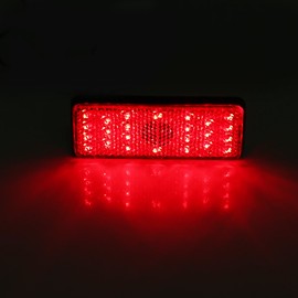 Eacam Motorcycle Rectangle Reflector Tail Brake Light, Universal LED Stop Lamp with Turn Signal For Most Motorcycles, Waterproof and Easy to Install, Premium Quality, 24pcs SMD (Red Shell Red Light)