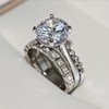 925 Sterling Silver Diamond Ring Electroplated True Gold Zircon Diamond