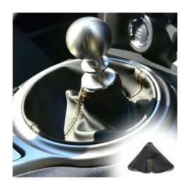 JNNJ Car Gear Stick Cover, Black PU Leather Gear Stick Dust Cover, Gear Knob Bag, Universal Gear Shift Knob Grip Protector for Most Cars (Yellow)