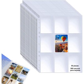 Hojas para Almacenar 900 Tarjetas, Transparente y Claro, 50 Páginas Fundas para Tarjetas de Doble Cara para Cartas Almacenamiento Colección Paginas del Album Collection (Transparencia)