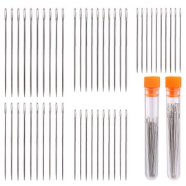 50 PCS Premium Large Eye Needles, 5 Sizes Sewing Sharp Needles, Leather Needle Embroidery Thread Needle, Assorted Sizes, Stainless Steel Yarn Knitting Needles for Hand Sewing
