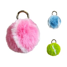 Furry Tennis Ball Keychain - Pink