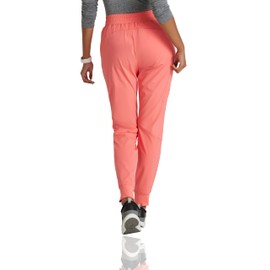 BARCO One Boost Scrub Jogger for Women - Yoga Style Medical Jogger, Mid-Rise, 4-Way Stretch Women's Scrub Pant Sunset Coral X-Large Tall
