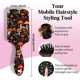 GABraden Paddle Detangler Hair Brush,Soft Bristles for Effortless Tangle Removal,Minimal Frizz and Breakage,Cute Detangling Hairbrush for Women Men Boys Girls Wet Dry All Hair Types(Red Mushrooms)