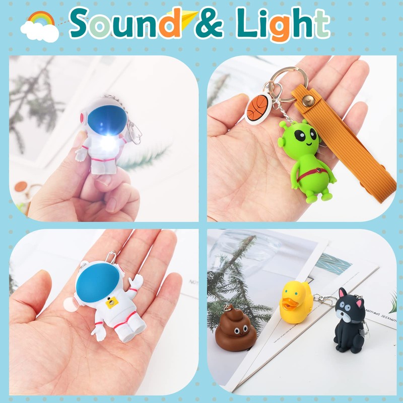 Newtay 6 Pcs Nurse Animal Flashlight Keychain Pediatric Nurse Flashlight
