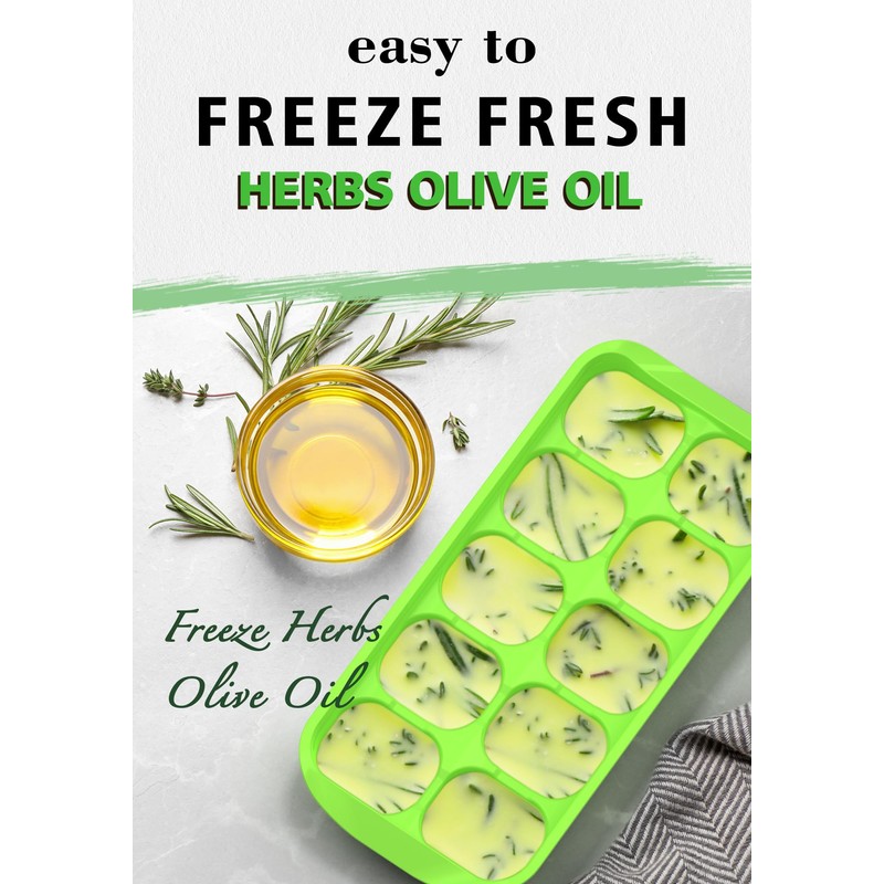 DOQAUS Ice Cube Tray with Lid and Bin - 4