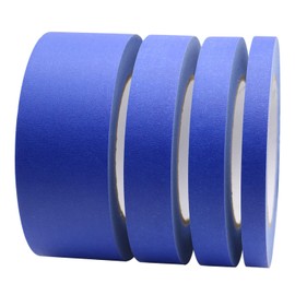 BOMEI PACK 4 Pack Blue Painters Tape, 1/2" 3/4" 1” 2” x 60yds, Multi Size Painting Masking Tape, Clean Release Paper Tape for Home and Office