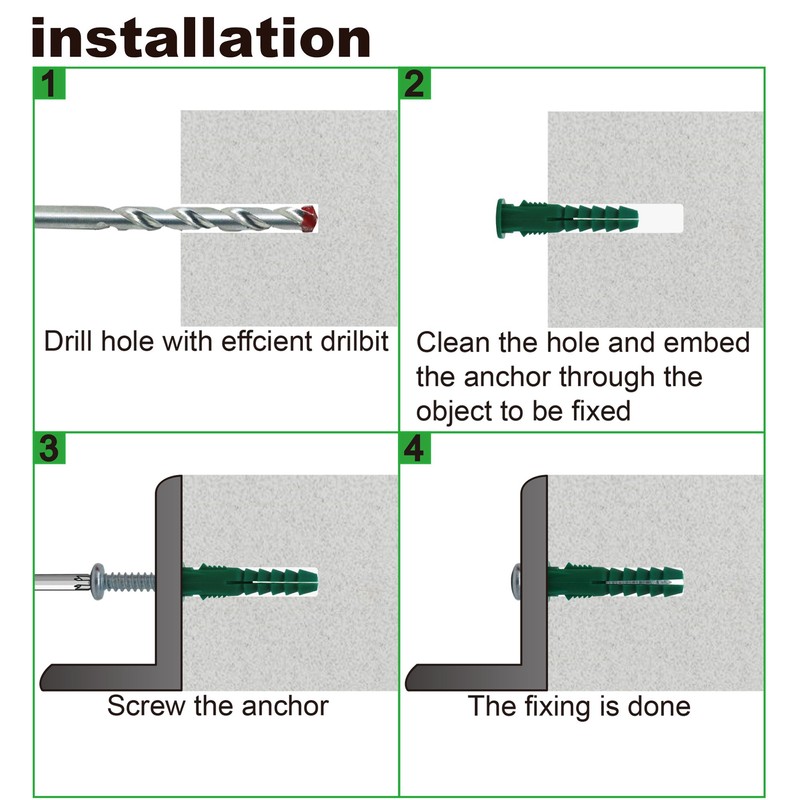T.K.Excellent Plastic Drywall Anchors and Screws Kit, Ribbed Anchors Assortment