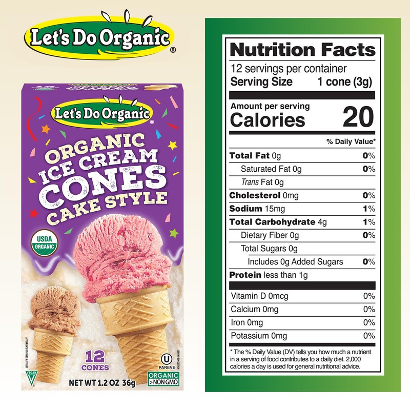 Lets Do Organic Ice Cream Cones - Sugar Cones for