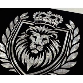 Diamond Etched Products Crown King Lion Car Tag Diamond Etched Engraved Black Metal Front License Plate