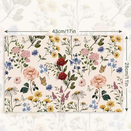 AnyDesign 50 Pack Floral Paper Place Mats Disposable Vintage Wild Flower Placemat 11 x 17 Inch Flower Butterfly Decorative Paper Table Mats for Kitchen Dinner Table Setting Party Supplies