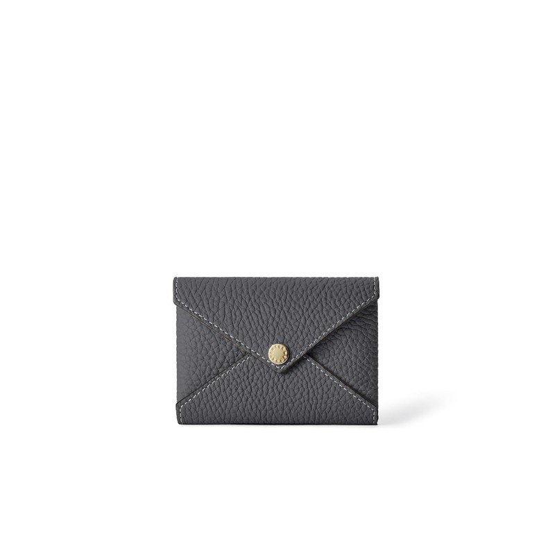 Bonaventura Envelope Card Case Shrink Leather, charcoal gray
